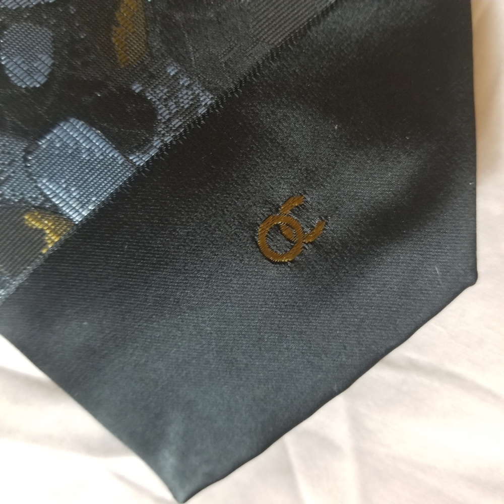 Oleg Cassini Polyester Mens Tie Blue Rust Black - Picture 2 of 6